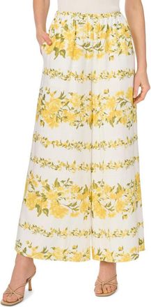 Ted Baker Floral Wide Leg Pants in Ultra White at Nordstrom Rack, Size X-Small