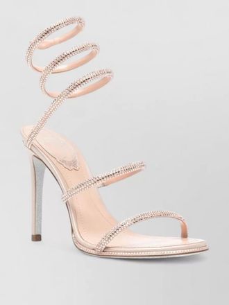 Rene Caovilla cleo sandals crystal straps spiral heel