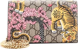 Gucci Chain Wallet Bengal Print GG Coated Canvas crossbody bag - Bruin