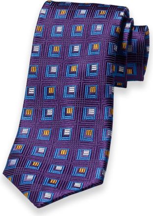Paul Fredrick Geometric Woven Silk Tie
