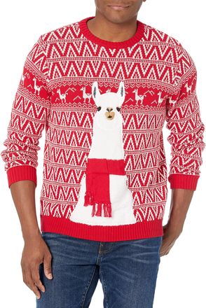 Blizzard Bay Mens Festive Llama Sweater, Red, Large