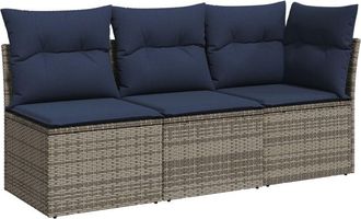 vidaXL Garden Sofa Grey and beige 172 x 62 x 69 cm Poly rattan Vidaxl