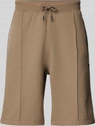 HUGO BOSS Sweatshorts mit Label-Print Modell Dilmos in Hellbraun, Gr&ouml;&szlig;e S