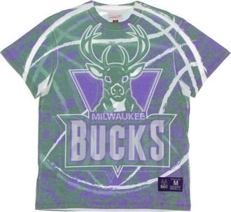 Mitchell & Ness T-Shirts, male, Multicolor, Size: XL Milwaukee Bucks NBA Tee Green