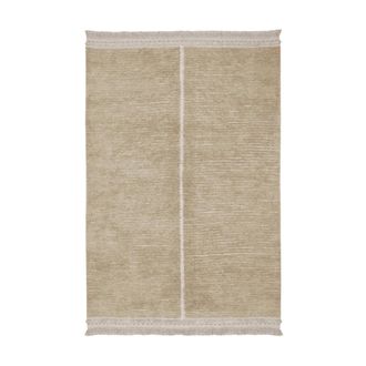 Lorena Canals Alfombra lavable de algodón beige y linea amarilla 170x240