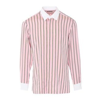 Tom Ford Overhemden, Heren, Roze, M, Oxford Stripe Zijde Jacquard Contrast Fluid-Fit Shirt