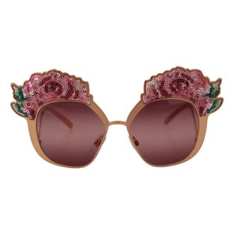 Dolce & Gabbana Accessoires, Dames, Roze, ONE Size, Pailletten, Pailletten Geborduurde Zonnebril