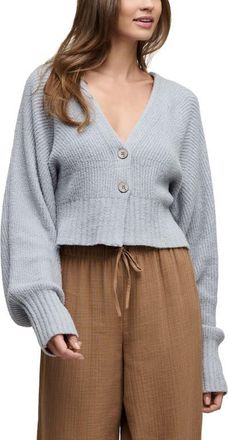 Barefoot Dreams CozyChic Lite Crop Cardigan in Frost at Nordstrom, Size X-Small
