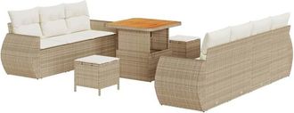 vidaXL Vidaxl - Conjunto De Sof&aacute; De Jard&iacute;n 10 Pcs Beige Rat&aacute;n Sint&eacute;tico