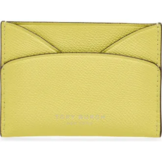 Tory Burch Romy Leather Card Case in Yellow Sky at Nordstrom