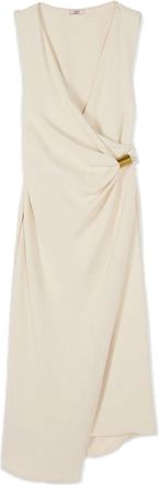 Oltre Midi Wrap Dress - Dames - Feestkleedjes - Wit - XS - Polyester - Kleedjes