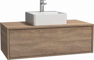 Vente-Unique Mueble de ba&ntilde;o suspendido color natural claro con simple lavabo - TEANA