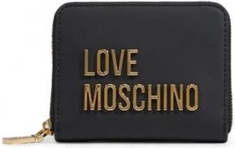 Love Moschino Zwarte ritssluiting portemonnee met polyurethaan materiaal - Dames - Portefeuilles - Zwart - ONE Size - Accessoires