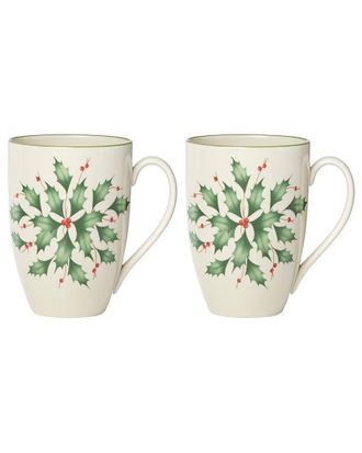 Lenox Hosting The Holidays 2pc Holly Mug Set