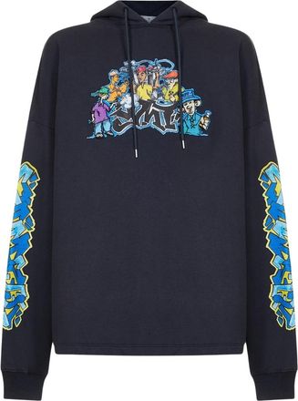 Off-white Mens Graff Pupp Long Skate Hoodie Outerspace - Navy Cotton - Size Medium