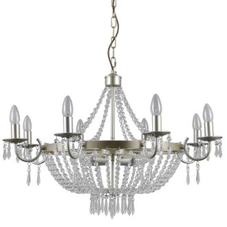 Netlighting Hanging Pendant Champagne 12 Light with Crystal Glass Shade E14 in Beige