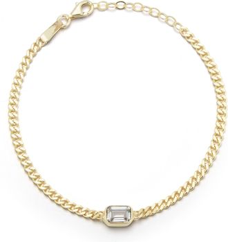 Glaze Jewelry Sterling Silver Emerald-Cut Curb Bracelet
