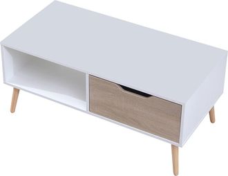 Happy Garden Mesa baja de estilo escandinavo blanca con cajón
