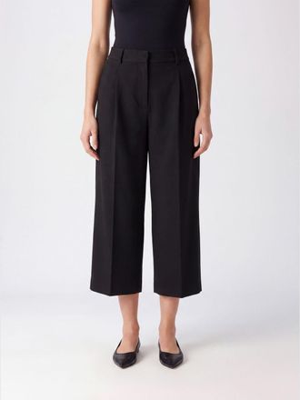 Elisabetta Franchi Pantaloni cropped a vita alta in gabardine a gamba larga