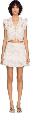 Sandro Short guipure skirt in White at Nordstrom, Size 40 Eu