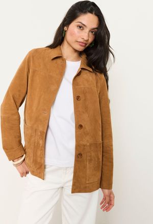Fat Face FatFace Erin Tan Brown Suede Jacket