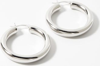 Simons Womens Silver tube Hoop Earrings