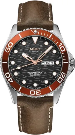 Mido Ocean Star 200C Automatic Leather Strap Watch, 42.5mm in Brown at Nordstrom