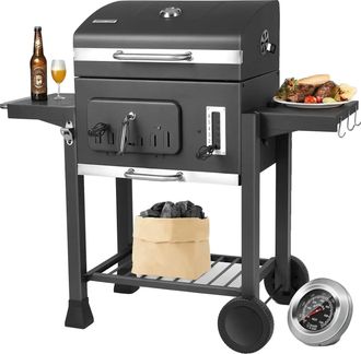 OEM Parrilla De Carb&oacute;n, 130 Cm De Alto, 137 Cm De Ancho, 49 Cm De Profundidad, Doble Zona De Cocci&oacute;n, Term&oacute;metro Incorporado