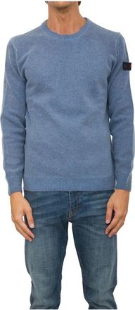 Peuterey Rondgebreide trui - Heren - Ronde hals truien - Blauw - 2XL - Wol - Truien & Vesten