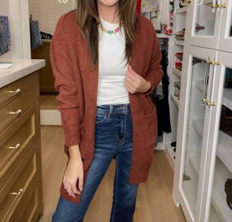 Entro Time To Smile Cardigan In Chocolate