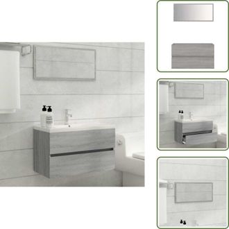 vidaXL The Living Store Set Mobili da Bagno 2 pz Grigio Sonoma in Legno Multistrato - Specchio da bagno