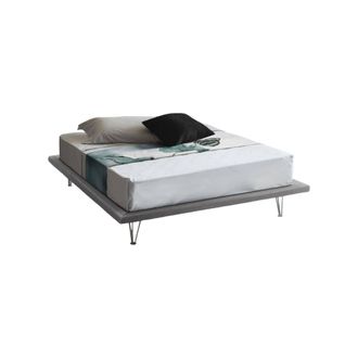 Dmora Cama Matrimonial Linda, Cama Fija En Tela Con Pies, 100% Made In Italy, Adecuado Para Colch&oacute;n Cm 160x200, Gris, Con Embalaje Reforzado - Talamo Italia
