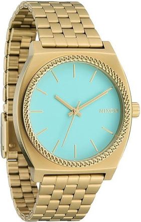 Nixon Time Teller Mens Watches Gold/Turquoise/Gold, Leather/Stainless Steel