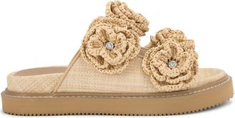 Kurt Geiger Womens Sonnet Footbed Sandals - Beige Fabric - Size UK 7