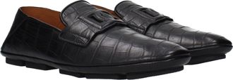 Dolce & Gabbana Mens Black Leather Slip-On Loafers