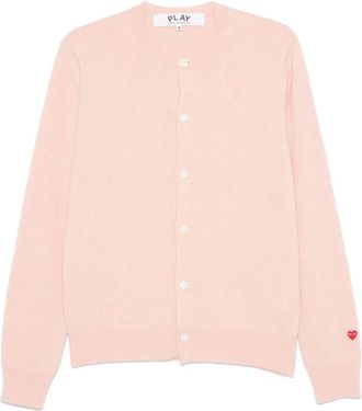 Comme Des Gar&ccedil;ons Light Pink Round Neck Logo Cardigan