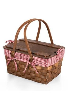 Picnic Time Kansas Handwoven Wooden Picnic Basket in Red at Nordstrom Rack