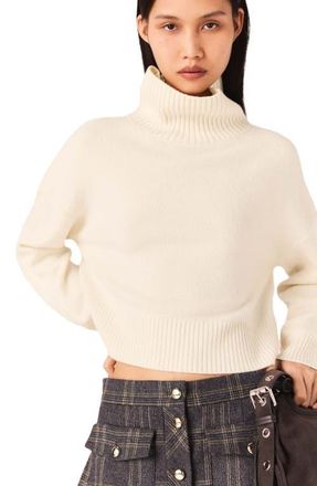 Maje High-neck cashmere sweater in Ecru at Nordstrom, Size X-Small