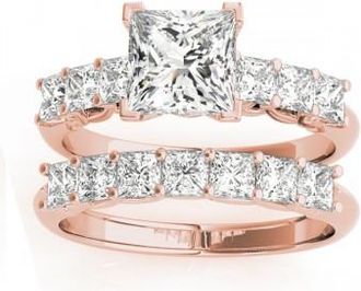 Allurez Lab Grown Diamond Princess cut Bridal Set Ring 18k Rose Gold (1.30ct)