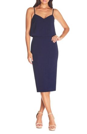 Dress The Population Alondra Blouson Sheath Dress in Midnight Blue at Nordstrom, Size Xx-Large