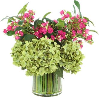 Creative Displays Inc. Handmade Faux Hydrangeas & Buds In Glass Vase