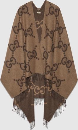 Gucci Reversible Jumbo GG Cashmere Cape, Brown