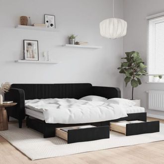 vidaXL Vidaxl - Furniture Limited - Sof&aacute; Cama Nido Con Cajones Terciopelo Negro
