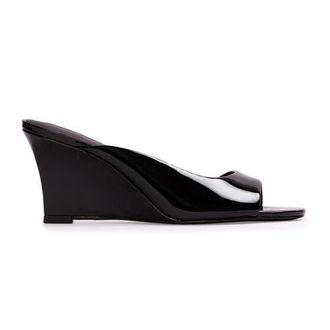 Black Suede Studio Arisha 70 Mule in Black Patent Leather at Nordstrom, Size 38.5