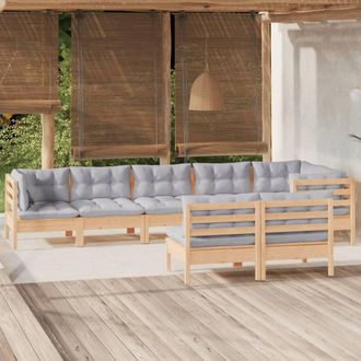 vidaXL Juego De Muebles De Jard&iacute;n 8 Pzas Y Cojines Madera Maciza Pino Vidaxl