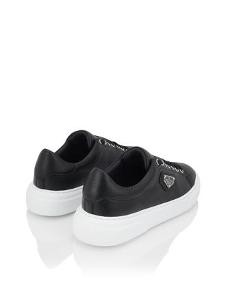Philipp Plein Mens Lo-Top Iconic Plein Logo Sneakers Black Shoes >