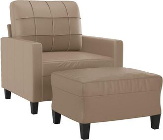 vidaXL Vidaxl - Sill&oacute;n Con Taburete Cuero Sint&eacute;tico Color Capuchino 60 Cm