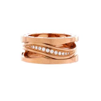 Bulgari B. Zero1 Design Legend Zaha Hadid Three Band Ring 18K Rose Gold with Diamonds