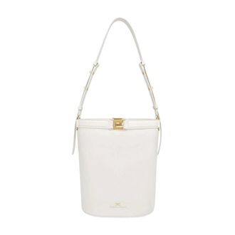Elisabetta Franchi Shoulder Bags, female, White, Size: ONE SIZE Naplak Bucket Bag