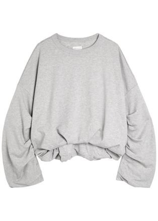 Dries Van Noten Hannett Gathered Boxy Cotton Sweatshirt - Grey - S (UK8-10 / S)